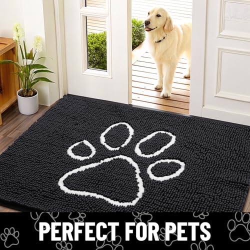 Dog Door Mat for Muddy Paws (34"X21" / Black and White)