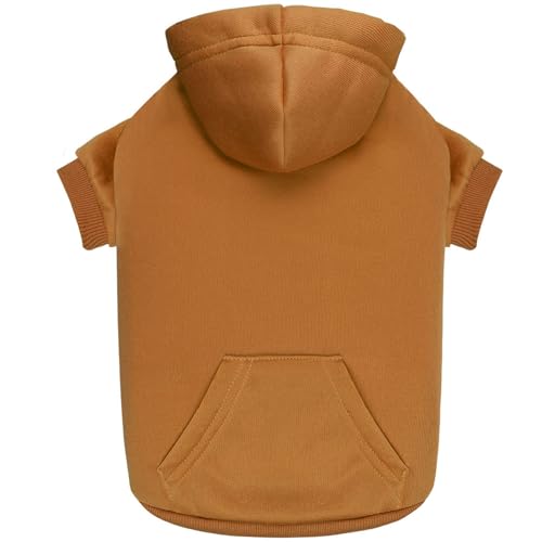 Dog Hoodie Dog Sweaters for Small Dogs Solid Soft Brushed Fleece Pet Clothes Pet Hoodie Sweatshirt with Pocket (X-Small / Coffee)