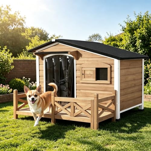 Dog House Outdor with Reinforced Iron Frame and Front Porch