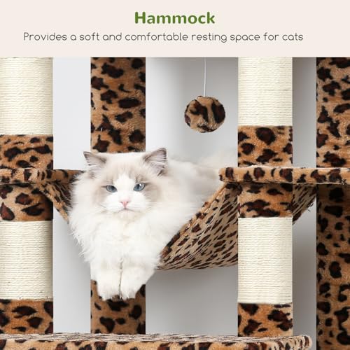 Giant Tall Heavy Duty Cat Tower for Indoor Large Cats (Leopard Print / 83 inch)