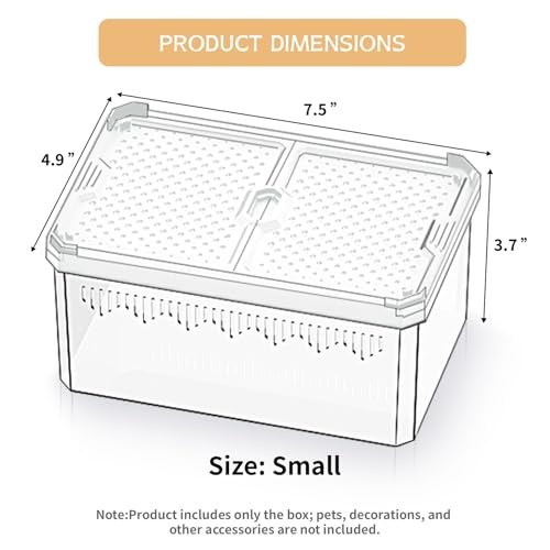 7.5" Clear Magnetic Door Reptile Terrarium for Gecko & Frog White (7.5x4.9x3.7 Inch / White)
