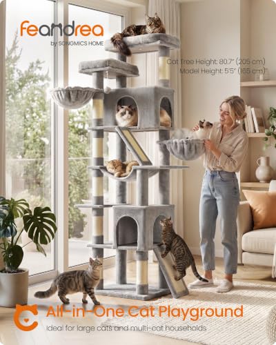 Large Cat Tree (Dove Gray / 21.6"L x 17.7"W x 81.1"H)