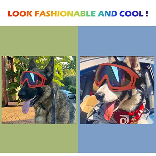 Large Dog Sunglasses (Red Frame&Colorful Lens&L)