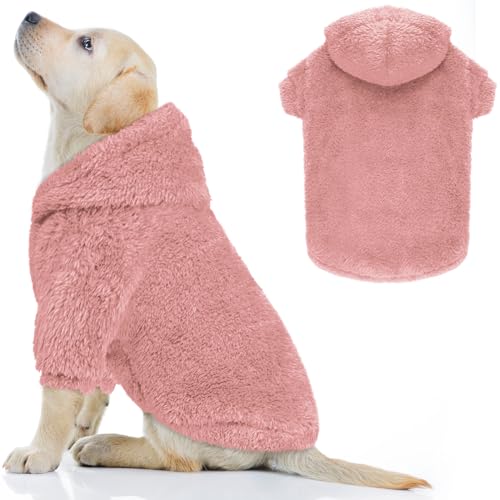 Fuzzy Dog Sweaters for Large Dogs Soft Double (Large / Pink)