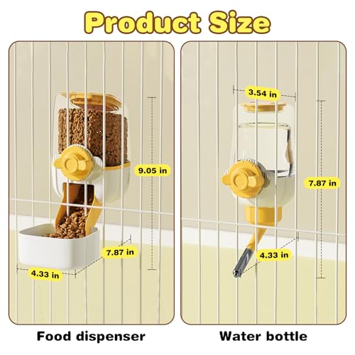 Automatic Rabbit Feeder and Waterer Set (Yellow)