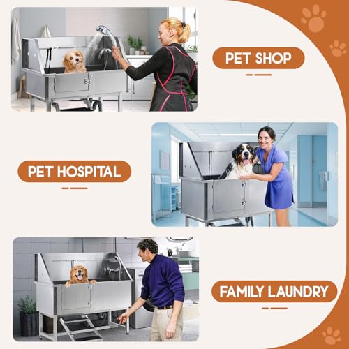 50 Inch Stainless Steel Dog Washing Station with Non (50 Inch)
