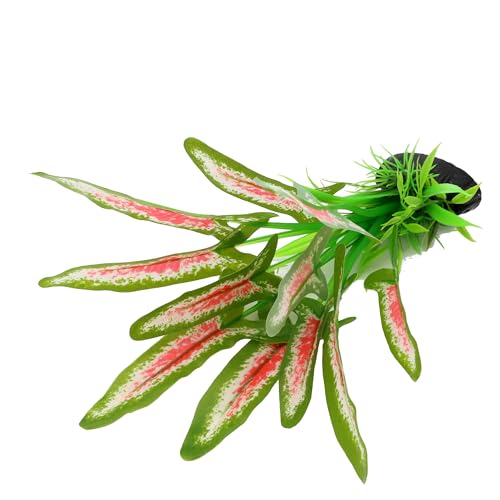 Silk Aquarium Plants for Betta Fish Tank (Green-wine / 8 Inch)