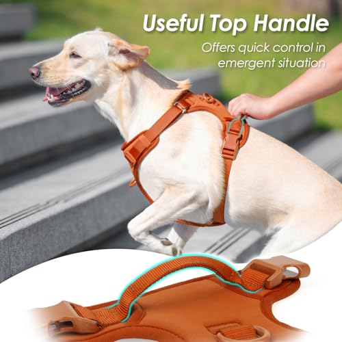 No Pull Dog Harness for Large Sized Dogs Puppy Vest No Choke (Carmel Brown / XL(Neck:24.8-38.6", Chest:29.1-45.3"))