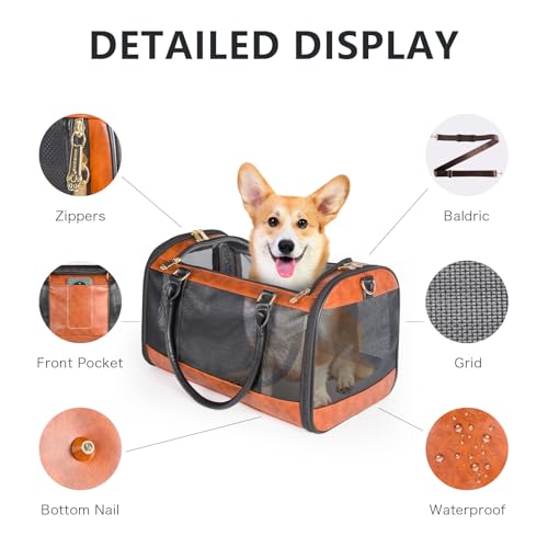 Dog Soft Sided Carriers Pet Carrier for Small Dogs Cats (Brown)