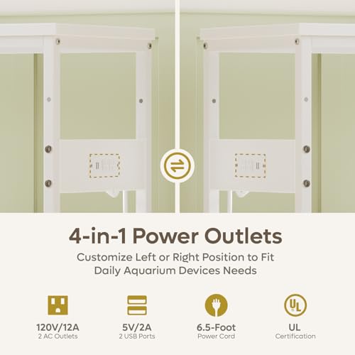 20 29 Gallon Fish Tank Stand with Power Outlet & Cabinet (White / 20-29 Gallon)