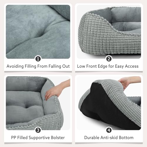 Rectangle Washable Orthopedic Dog Bed for Small (Light Gray / S(20’’x 19’’x 6’’))