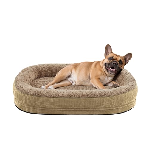 Orthopedic Dog Bed for Medium Dogs (Light Brown / 28"l X 23"w X 6.5"th)