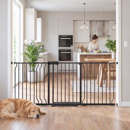 62.2 71.65 Inch Extra Wide Baby Gate for Indoor Stairs and Doorways (Black / 62.2"-71.65")