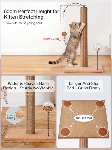 Cat Scratching Post with Snack Ball & Feather Toys for Kitten