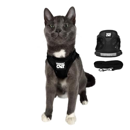 Travel Cat Harness and Leash Set (Large / Black)