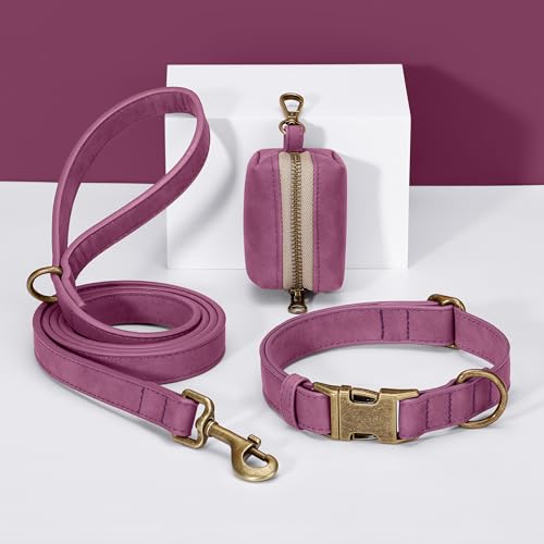 Soft PU Leather Dog Collar for Small Dogs (S：Fit 10-15" Neck, Width ⅝" / Purple)