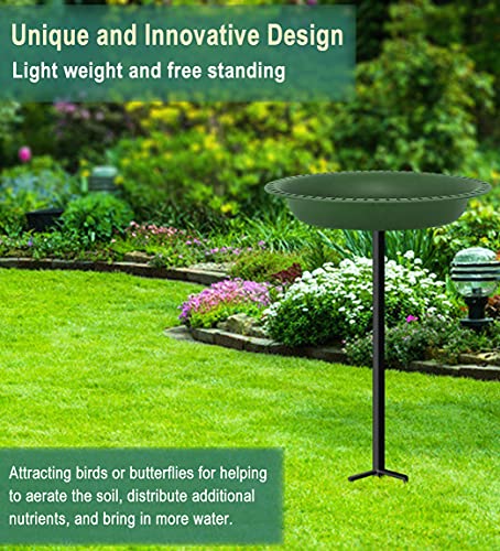 28 inch Lightweight Birdbaths Antique Decoration Detachable Birdfeeder & Bird Bath for Outdoor Garden (¾ gal / Green)