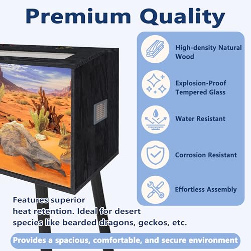 36 Gallon Reptile Tank (Black / 36 gallons,32x16x16 inch)