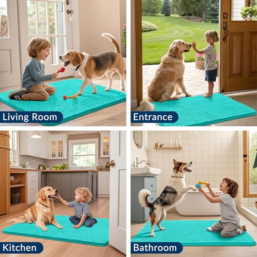 Dog Door Mat for Muddy Paws 47x24 (Teal / 47"X24")