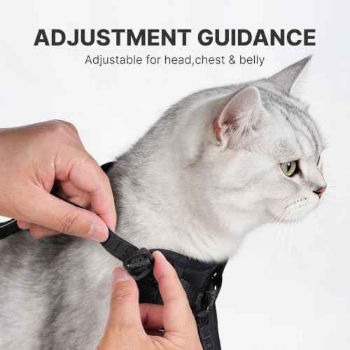 Cat Harness Leash Set with AirTag Holder (Black for Airtag / S)