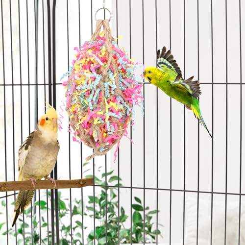 Bird Shredding Foraging Toy Parrot Cage Hanging Paper Chew Toy (Shredding Toy)