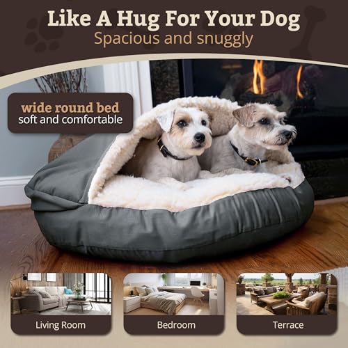 Cozy Cave Dog Bed (45.0"L x 45.0"W x 8.0"Th / Anthracite)