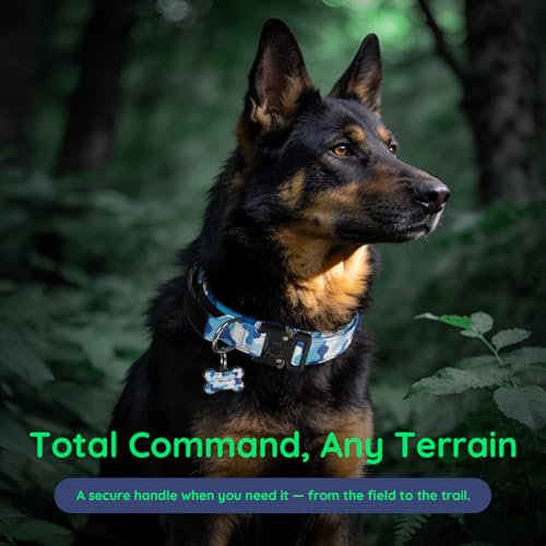 Premium Tactical Dog Collar (Blue Camo / L: Fits Neck 17.5"-21.5")