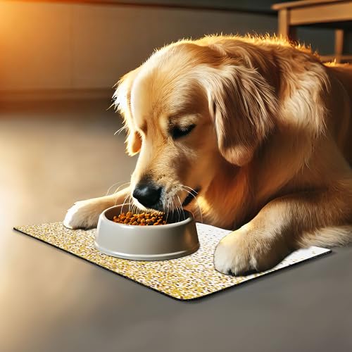Abstract Pet Mat for Food and Water (Orange Yellow)