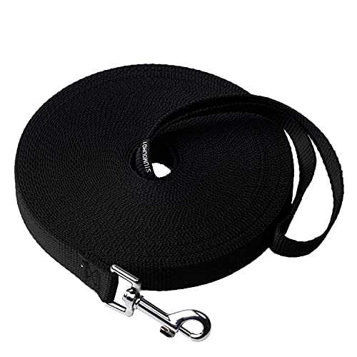 Dog Puppy Obedience Recall Training Agility Lead (Black / 30 Feet)
