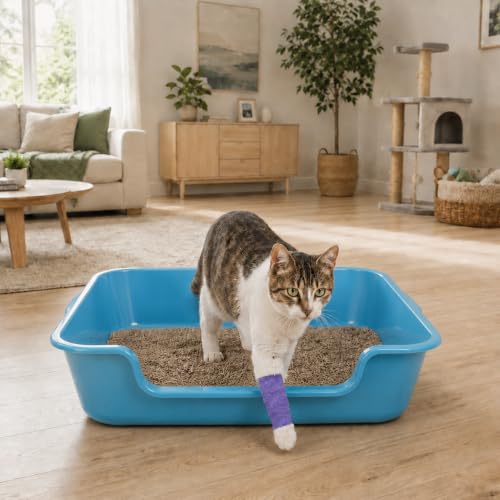 Extra Large Low Entry ABS Cat Litter Box (Large (Pack of 2) / Light Blue)