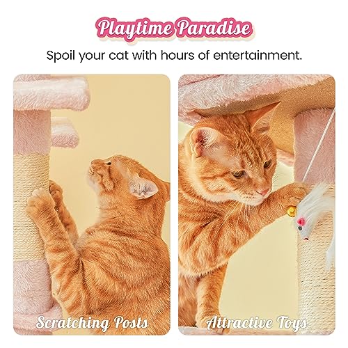 63.8 Inch Pink Cat Tree for Indoor Cats (63.8 in / Pink)