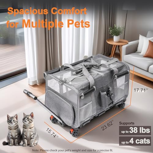 Large Cat Carrier with Wheels