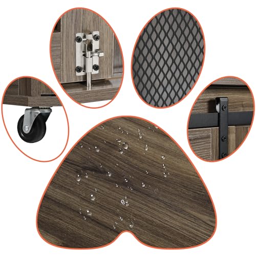 47" Grey Heavy Duty Wooden XXL Dog Crate Furniture for Extra Large Dogs (grey)
