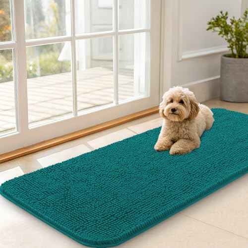 Dog Door Mat for Muddy Paws 47x20 (Lake Blue / 47" X 20")