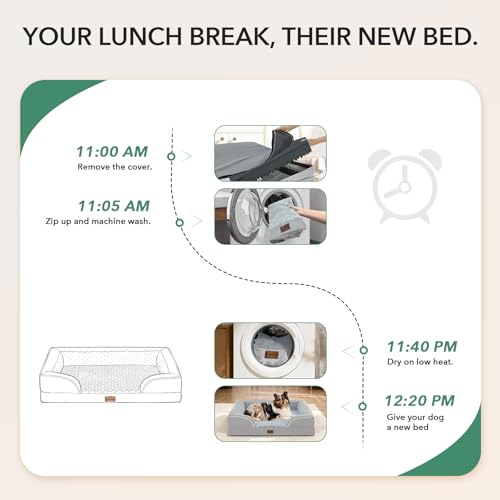 Orthopedic Dog Bed for Extra Large Dogs (Light Grey / 48.0"L x 30.0"W x 8.5"Th)
