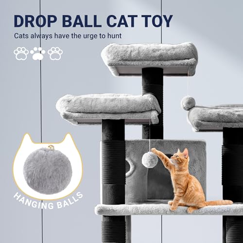 68 Inches Cat Tree (68 in / Black & Grey)