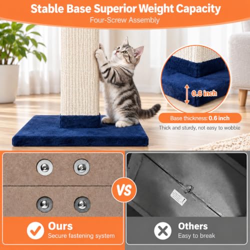 Cat Scratching Post 33 Inch Nature Sisal Scratch Post for Indoor Cats (Blue)