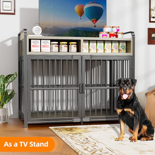 Large Dog Crate Furniture with Drawers Storage (Brown / 40.6"L x 23.6"W x 33.5"H)