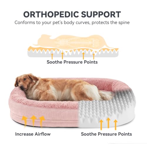 Orthopedic Dog Beds Large Sized Dog (Pink / 42"l X 32"w X 7.5"th)