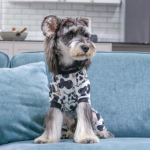 Dog Halloween Pajamas Puppy Onesies Small Dogs Soft Pjs Coat Cat Apparel Comfy Pet Christmas Clothes Outfit Doggie Bodysuit (X-Small / A06-Cow moo)
