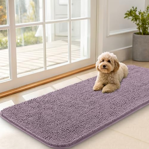 Dog Door Mat for Muddy Paws 47x20 (Deep Plum / 47" X 20")