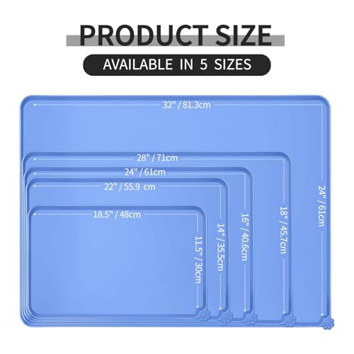 Silicone Pet Feeding Mat (Blue / 32" x 24")