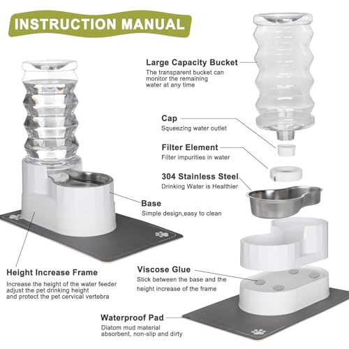 8L Elevated Dog Water Dispenser (8L / Bright White)