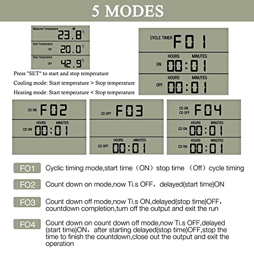 Digital Temperature Controller LCD Screen Heating Cooling Thermostat (Classics)