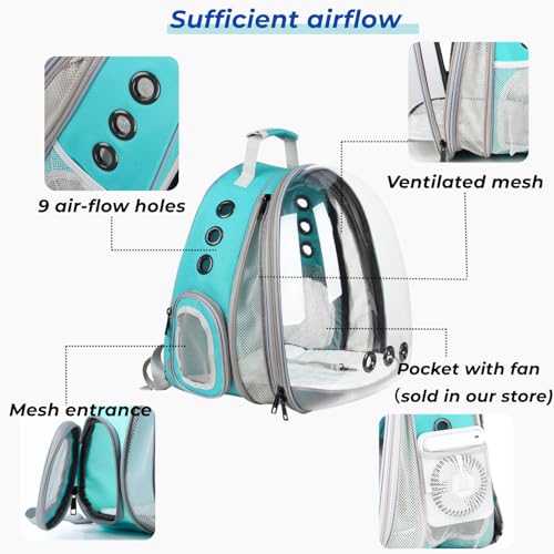 Expandable Bubble Cat Carrier Backpack (Front Expandable-Green)