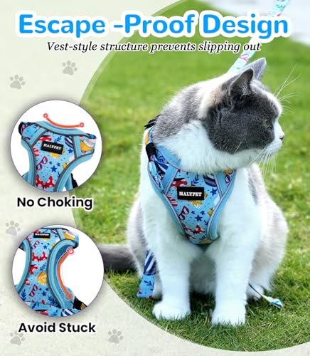 Cat Harness and Leash Set (H604 Pro Azure Blue / Medium (13-18lb))