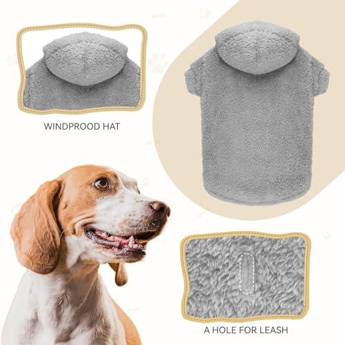 Fuzzy Dog Sweaters for Large Dogs Dog Hoodie Soft Double (X-Large / Grey)