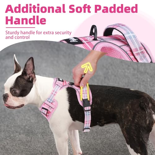 No Pull Dog Harness Medium Sized (Pink Plaid / Medium)