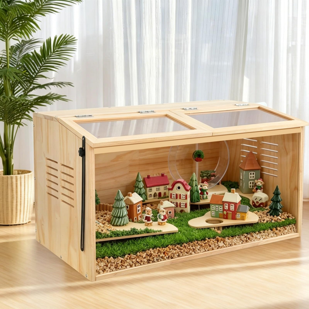 Wooden Hamster Cage (32.0"L x 16.0"W x 16.0"H)