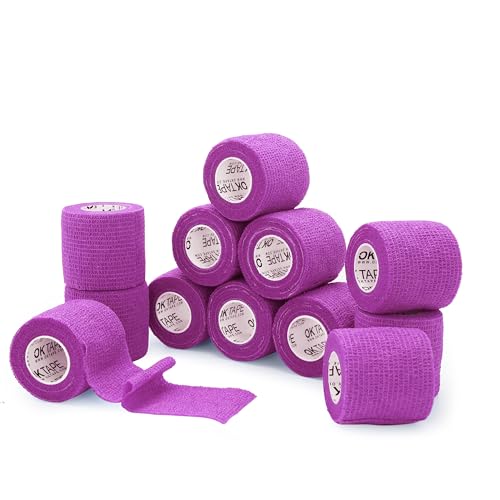 Self Adherent Cohesive Bandages Wrap 12Packs 2" x 5 Yards (Light Purple / 2 In x 5 Yards)